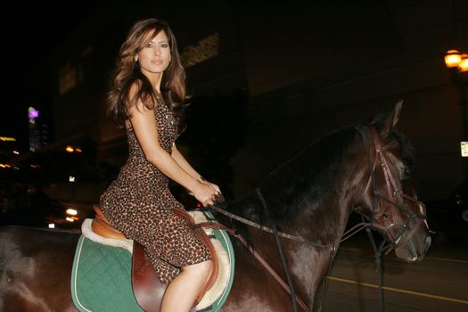 Kerri Kasem and her horse "Playboy" arriving on Sunset Blvd. at the In Touch Pets and their Stars Party with her horse "Playboy," Cabana Club, Hollywood, CA 09-21-05