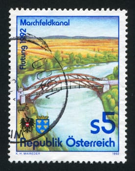 AUSTRIA - CIRCA 1992: stamp printed by Austria, shows Marchfeld Canal, circa 1992