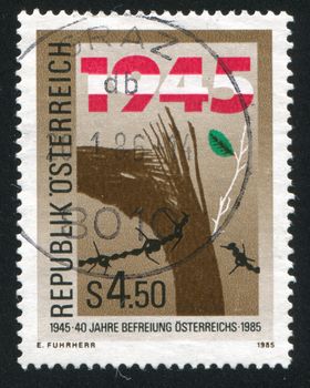 AUSTRIA - CIRCA 1985: stamp printed by Austria, shows broken tree, circa 1985