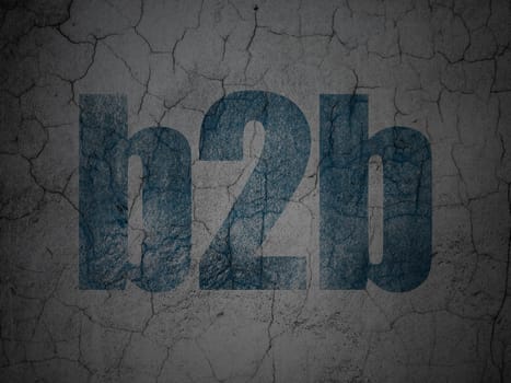 Business concept: Blue B2b on grunge textured concrete wall background, 3d render