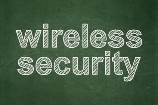 Safety concept: text Wireless Security on Green chalkboard background, 3d render