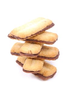 buttery biscuits with chocolate centre isolated on a white background