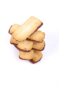 buttery biscuits with chocolate centre isolated on a white background