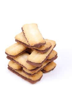 buttery biscuits with chocolate centre isolated on a white background