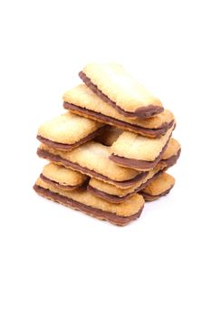 buttery biscuits with chocolate centre isolated on a white background