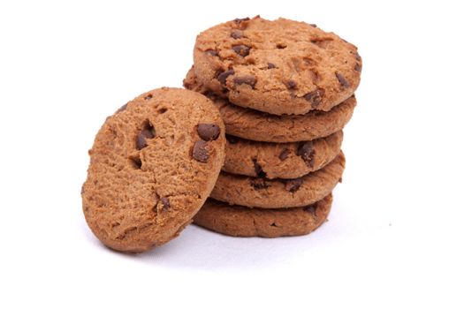 chocolate chip cookies isolated on a white background