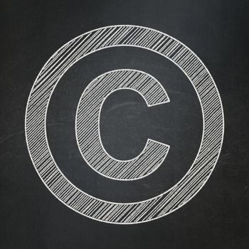Law concept: Copyright icon on Black chalkboard background, 3d render