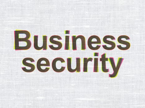 Privacy concept: CMYK Business Security on linen fabric texture background, 3d render