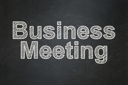 Finance concept: text Business Meeting on Black chalkboard background, 3d render