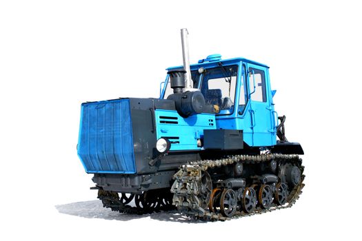 Blue tractor isolated over white background