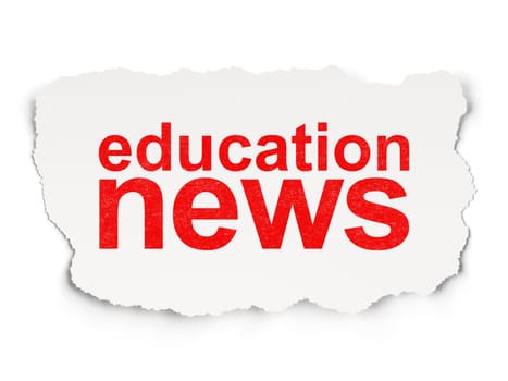 News concept: torn paper with words Education News on Paper background, 3d render