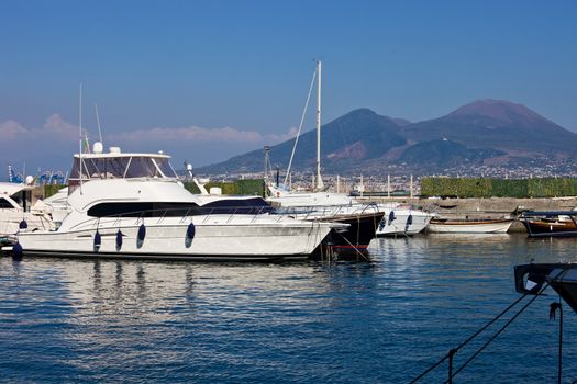 View of a beautiful marina in Mergellina zone, Naples, Italy