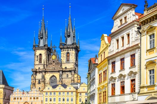 View of Old town and church in Prague, Czech Republic