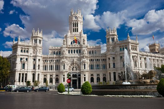 Central Post Office - Palacio de Comunicaciones at Cybele's Square, Madrid, Spain.