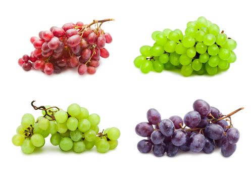 Collection of grapes isolated on white background