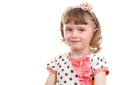 Little Girl Portrait Isolated on the white background