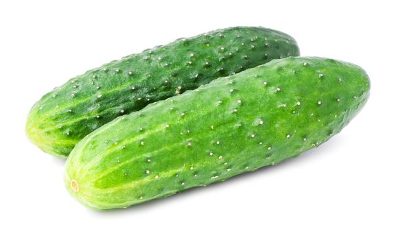 Fresh green cucumber isolated on white background