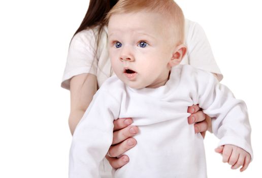 Surprised Baby Boy Portrait Isolated on the White Background