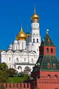 Beautiful view of  Moscow Kremlin walls, Russia