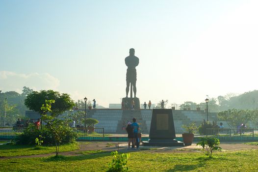 MANILA, PHILIPPINES - APRIL 01, 2012: The Statue of the Sentinel of Freedom (statue of Lapu-lapu) in Luneta park, Metro Manila, Philippines