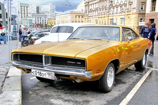 MOSCOW, RUSSIA - JUNE 3: American muscle car Dodge Charger competes at the annual L.U.C. Chopard Classic Weekend Rally on June 3, 2012 in Moscow, Russia.