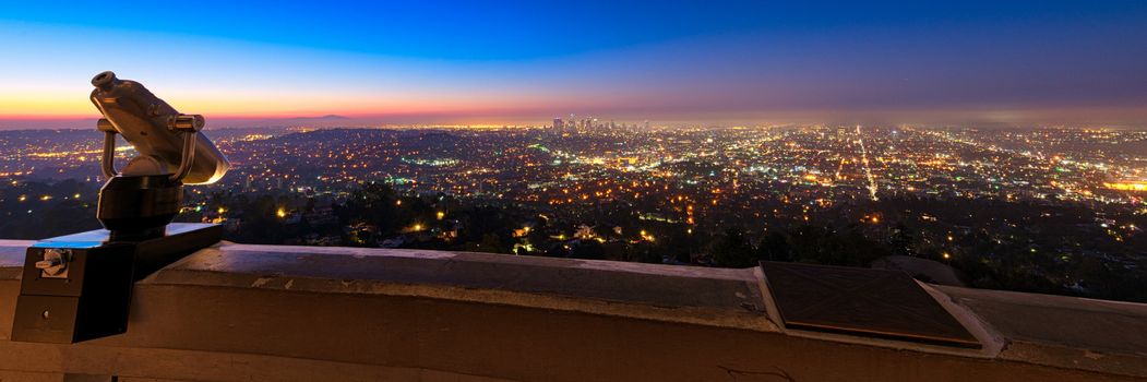 City of Los Angeles as seen from the Griffith Observatory at dusk, Los Angeles County, California, USA