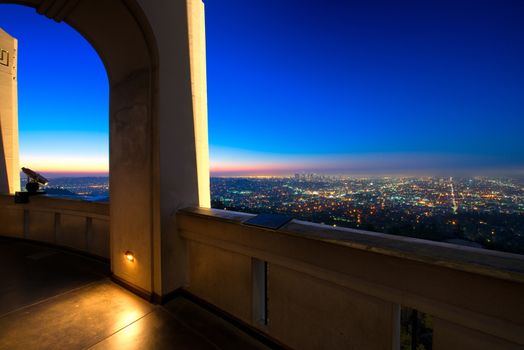 City of Los Angeles as seen from the Griffith Observatory at dusk, Los Angeles County, California, USA