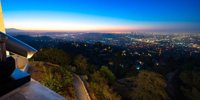 City of Los Angeles as seen from the Griffith Observatory at dusk, Los Angeles County, California, USA