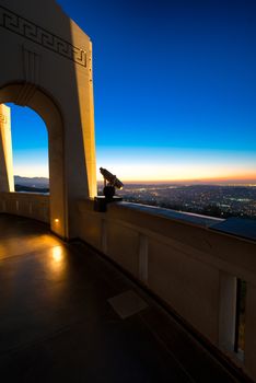 City of Los Angeles as seen from the Griffith Observatory at dusk, Los Angeles County, California, USA