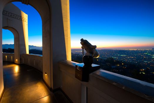 City of Los Angeles as seen from the Griffith Observatory at dusk, Los Angeles County, California, USA