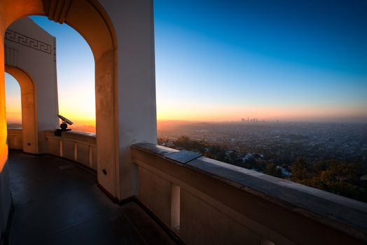 City of Los Angeles as seen from the Griffith Observatory at dusk, Los Angeles County, California, USA