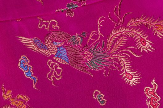 Full frame take of a purple kimono fabric