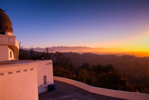 City of Los Angeles as seen from the Griffith Observatory at dusk, Los Angeles County, California, USA