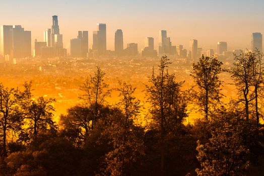 Downtown Los Angeles as seen from the Griffith Observatory at dusk, Los Angeles, California, USA