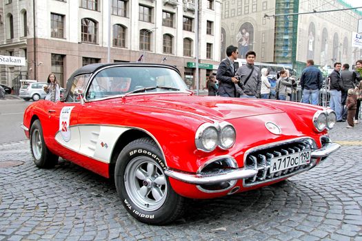 MOSCOW, RUSSIA - JUNE 3: American motor car Chevrolet Corvette competes at the annual L.U.C. Chopard Classic Weekend Rally on June 3, 2012 in Moscow, Russia.