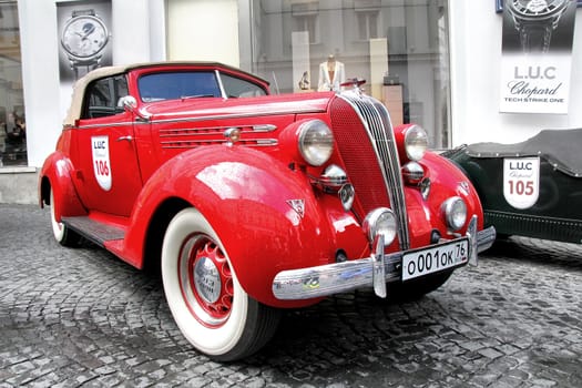 MOSCOW, RUSSIA - JUNE 3: American motor car Hudson Eight competes at the annual L.U.C. Chopard Classic Weekend Rally on June 3, 2012 in Moscow, Russia.