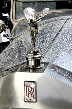 MOSCOW, RUSSIA - JUNE 3: Spirit of Ecstasy is the bonnet ornament on the english car Rolls-Royce Phantom competed at the annual L.U.C. Chopard Classic Weekend Rally on June 3, 2012 in Moscow, Russia.