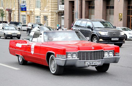 MOSCOW, RUSSIA - JUNE 2: American motor car Cadillac DeVille competes at the annual L.U.C. Chopard Classic Weekend Rally on June 2, 2013 in Moscow, Russia.