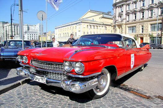 MOSCOW, RUSSIA - JUNE 2: American motor car Chevrolet Corvette competes at the annual L.U.C. Chopard Classic Weekend Rally on June 2, 2013 in Moscow, Russia.