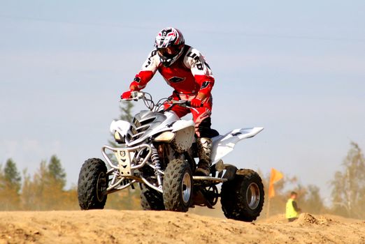 NOVYY URENGOY, RUSSIA - AUGUST 30: Undefined competitor's quad bike Yamaha competes at the annual Russian Motocross Championship on August 30, 2012 in Novyy Urengoy, Russia.