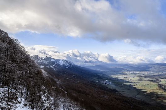 Beautiful view over the mountains of Navarra in Spain.