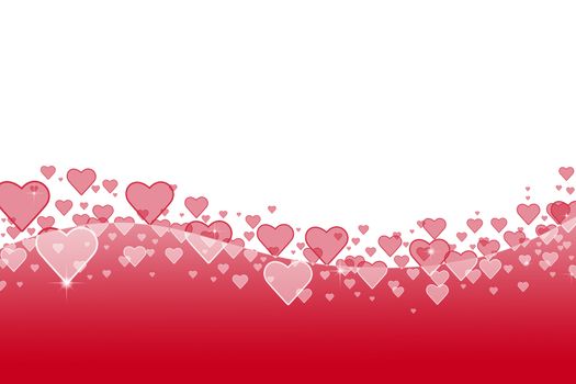 abstract background with flying transparent pink hearts