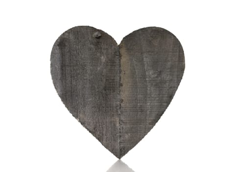 wooden heart shape isolated on white background with space for text