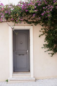 Street view home door, winter season in Saint Tropez, France