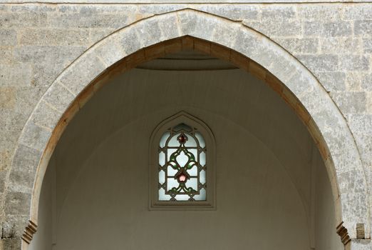 Arch and window in traditioanl Ottoman building from 14 century AC.