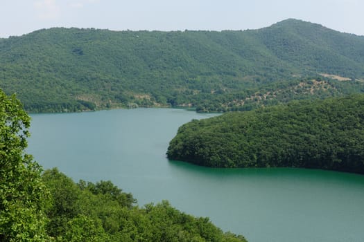 Ivaylovfrad dam lake on river Arda, South Bulgaria in summer season