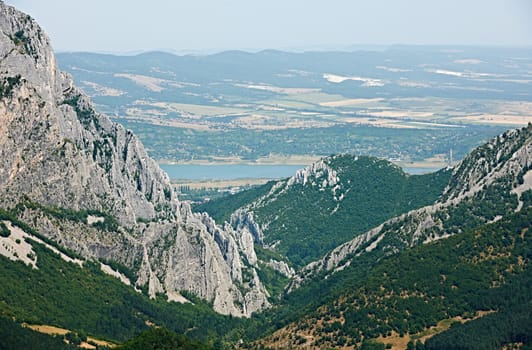 The Vratsata rock phenomenon near the town of Vratsa, North Bulgaria, summer landscape