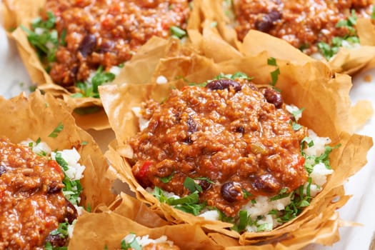 Fresh tasty food prepared to be sold in a fast food restaurant