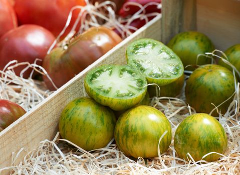 French variety of green tomato on Provence market in South France