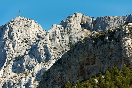 Nature scenery with Saint Victoire mountain near Aix en Provence town, South France